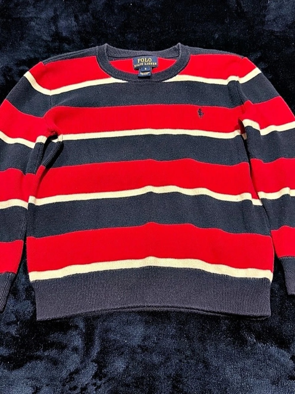 Polo Ralph Lauren Striped Crewneck Sweater in Red & white